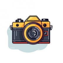 209603582-vector-of-a-yellow-camera-with-a-black-lens-icon